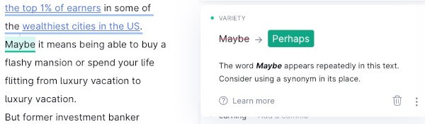Сделать текст интереснее в Grammarly