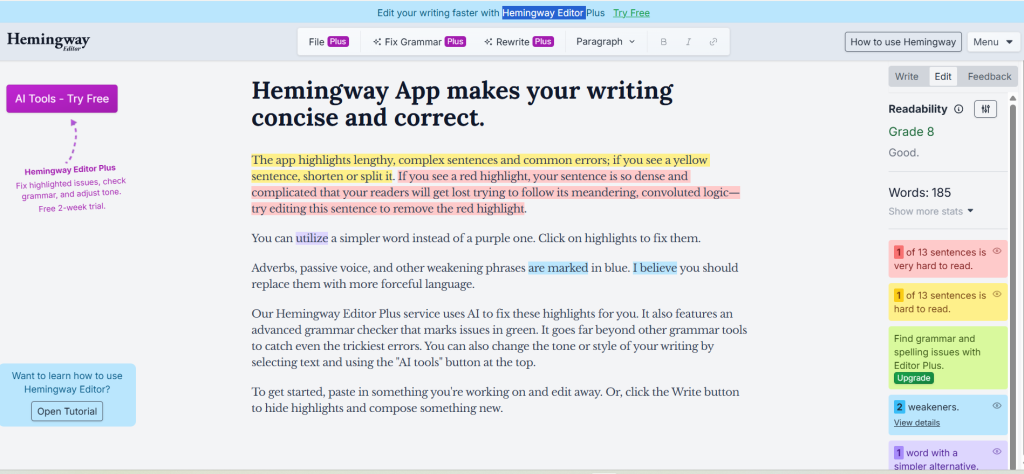 Сервис Hemingway 