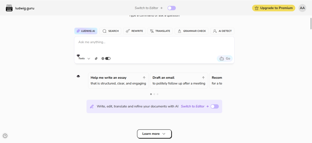 Ludwig Guru, интерфейс